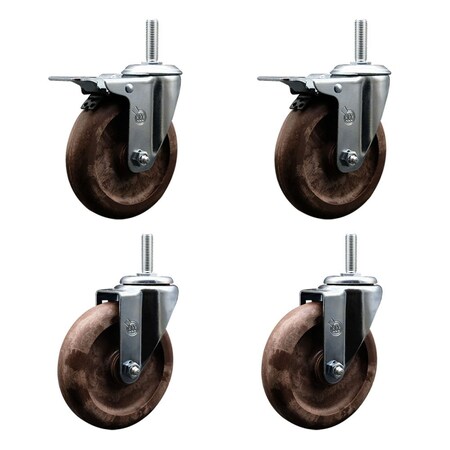 Service Caster 5 Inch High Temp Glass Filled Nylon 58 Inch Stem Caster Set 2 Total Lock Brakes SCC-TSTTL20S514-GFNSHT-58212-2-S-2